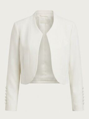 Joseph Ribkoff White Open-Front Cropped Jacket Blazer US 16